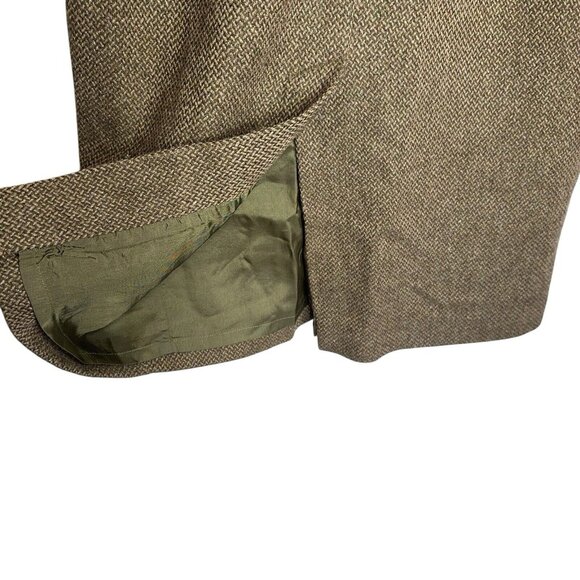 Vtg Lauren Ralph Lauren Wool Tweed Skirt Sz 12 Olive Green Beige Lined A Line - Picture 3 of 9